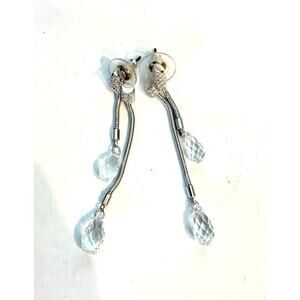 Swarovski SWAN Signed Clear Crystal Pave Dangle Earrings 2.5”